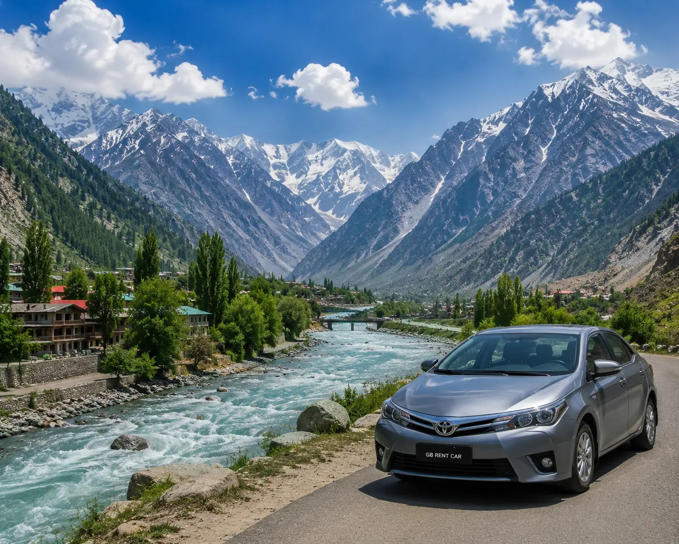 Toyota Corolla GLi front view - GB Rent Car Gilgit, Skardu & Hunza